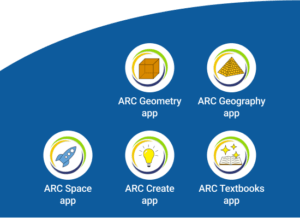 ARC Geometry app, ARC Geography app, ARC Space app, ARC Create app, and ARC Textbooks app